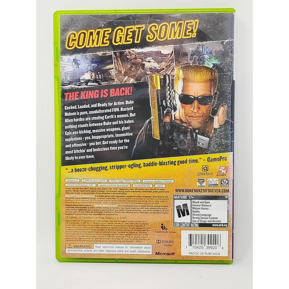 Duke Nukem Forever Xbox 360 Game CIB Tested Action First Person Shooter Mature